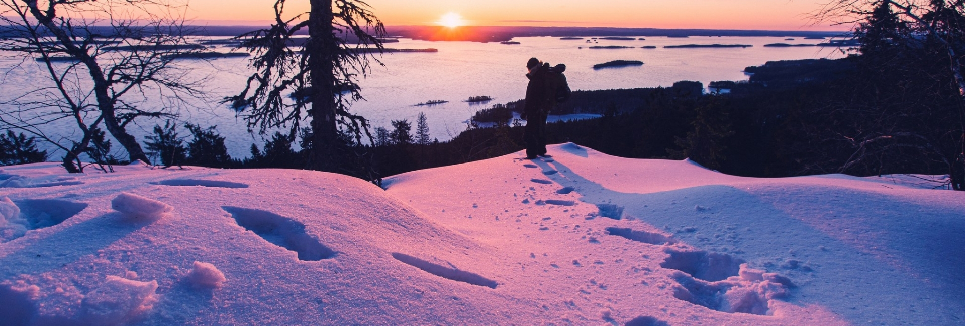 Snowshoeing in the darkness